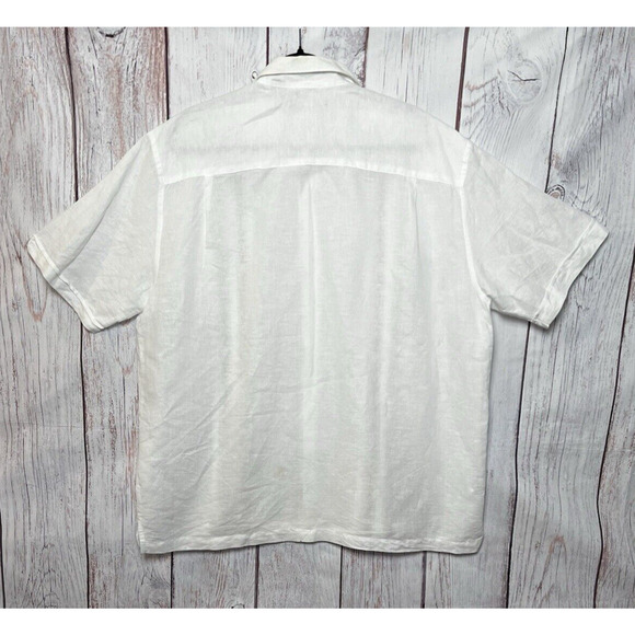 Cubavera Men's XL White Button Up Shirt Short Sleeve Linen Cotton - Picture 2 of 11